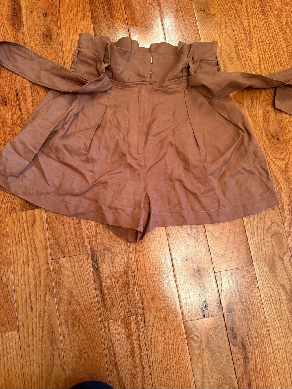Jijil Mauve-Brown Paperbag Waist Shorts